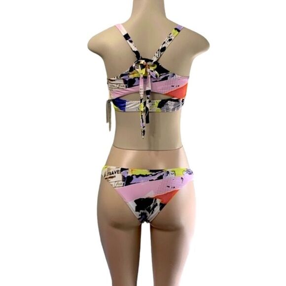 The Bikini Lab News Flash Art Cheeky Bikini Top and Bottom Set Size Medium - Picture 9 of 14